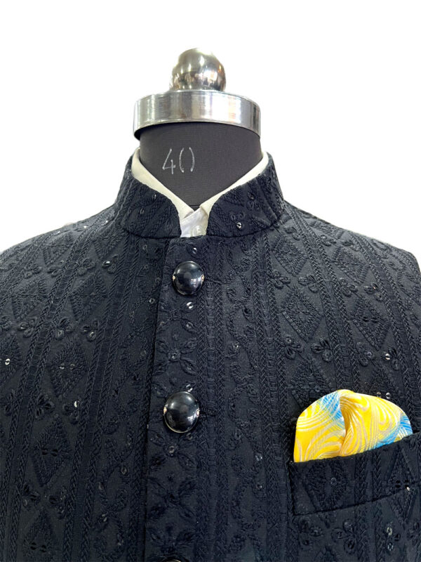 Chikankari Black Jacket - Image 3